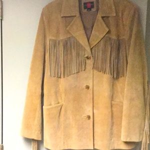 Suede fringed blazer